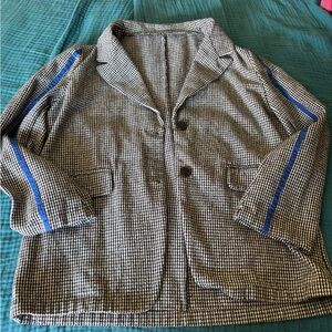 SHEIN Black and Blue Houndstooth Blazer